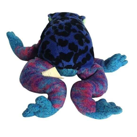 VTG Ty Beanie Baby Dart Frog Plush 8" Toy 2000 Retired Blue Purple Nov 22 DOB - Picture 8 of 8